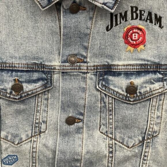 Jim Beam Unisex Medium Wash Denim Button Up Trucker Jean Jacket | NEW!! - Picture 7 of 11